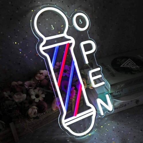 Barber shop open neon - open, sign