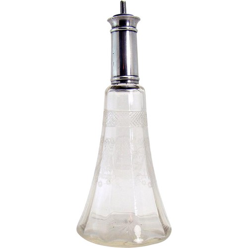 Cut glass barber bottle with - cut,